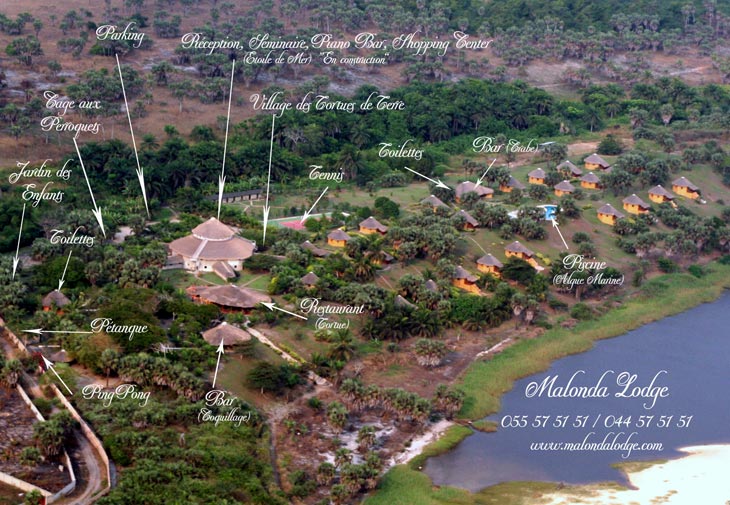Vue aérienne du domaine hôtelier à reprendre au Congo Brazzaville en Afrique