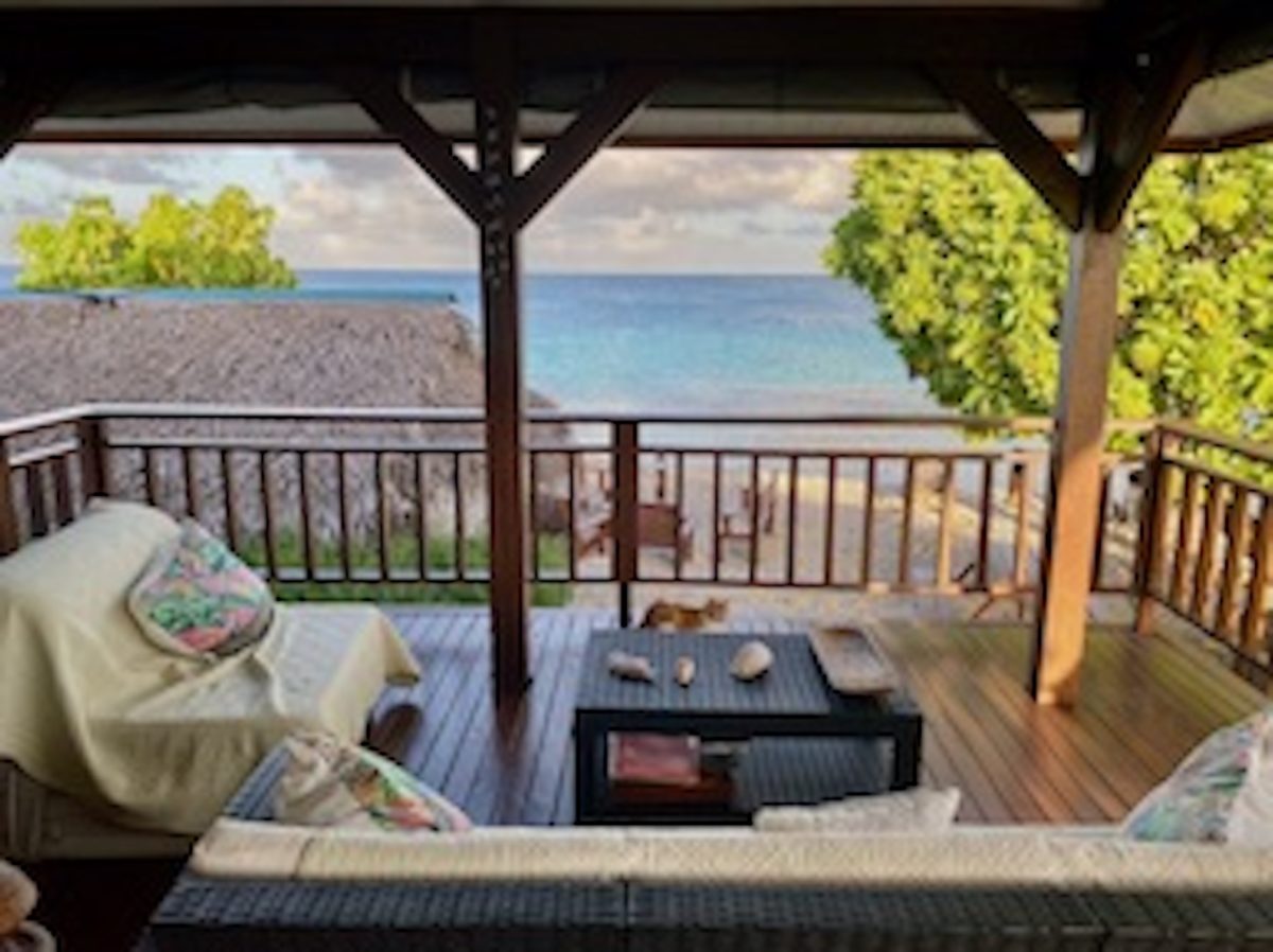 Terrasse vue mer lodge en Polynésie